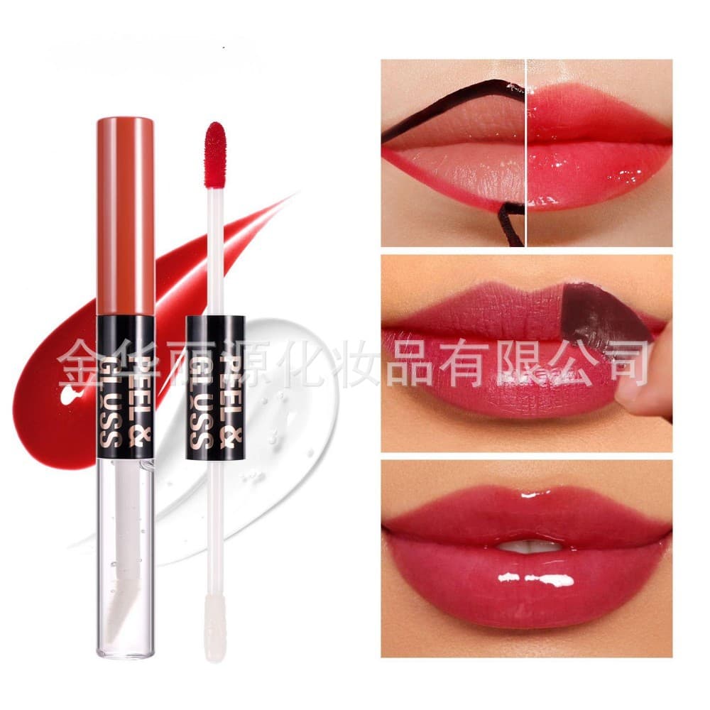 Lip Gloss Lip Tint Matte Non-Stick Cup 2-in-1 Lip Gloss One Stick Two Colors Lip Oil Balm Dual-End Peel-Off Lip Gloss Wholesale