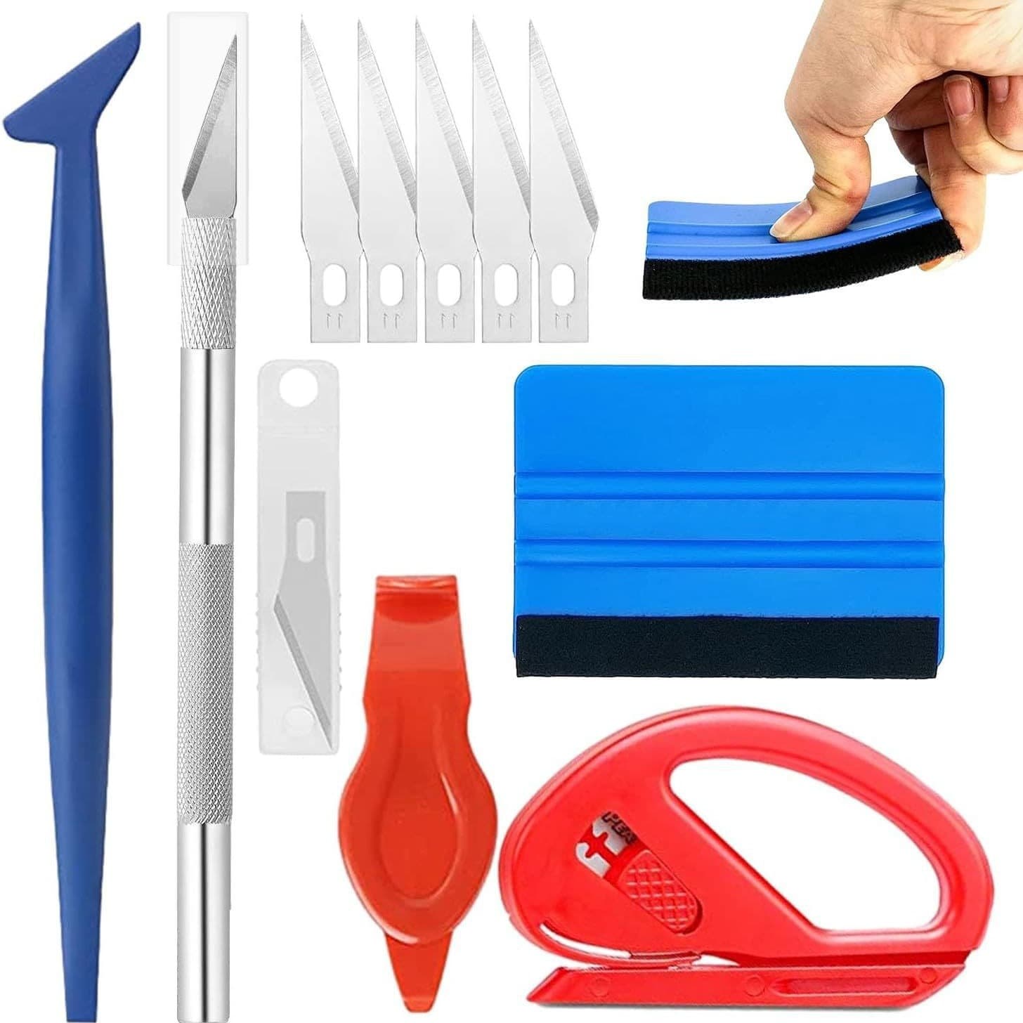 Kunais Invisible Car Wrap Tool Kit Sun Film Edge Finishing Scraper Color Change Film Installation Squeegee Cutting Knife