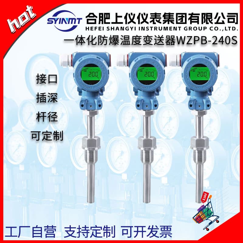 Hefei Shanghai Instrument WZPB-240S Integrated Explosion-Proof Temperature Transmitter 4-20mA 24V CT4 with Local Display