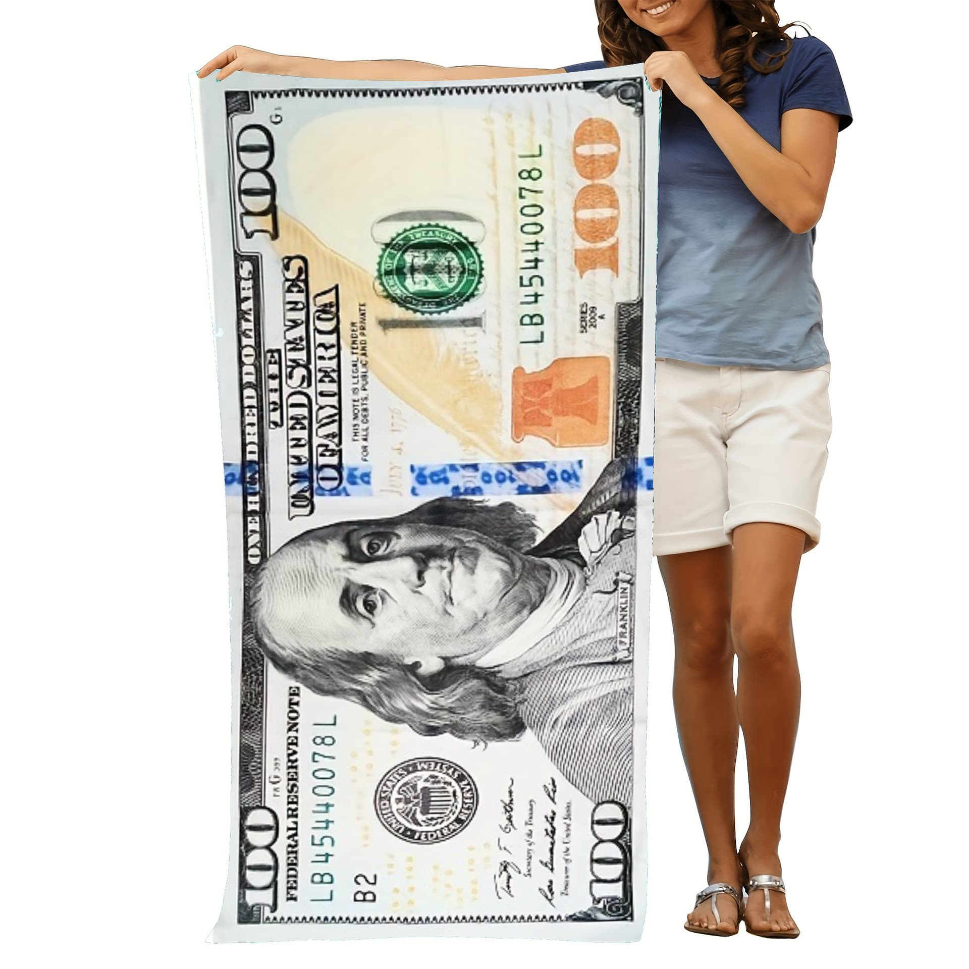 Cross-border E-commerce Beach Sun Protection USD EUR Sand Double-sided Flannel Bath Towel Quick-dry Absorbent Beach Wrap