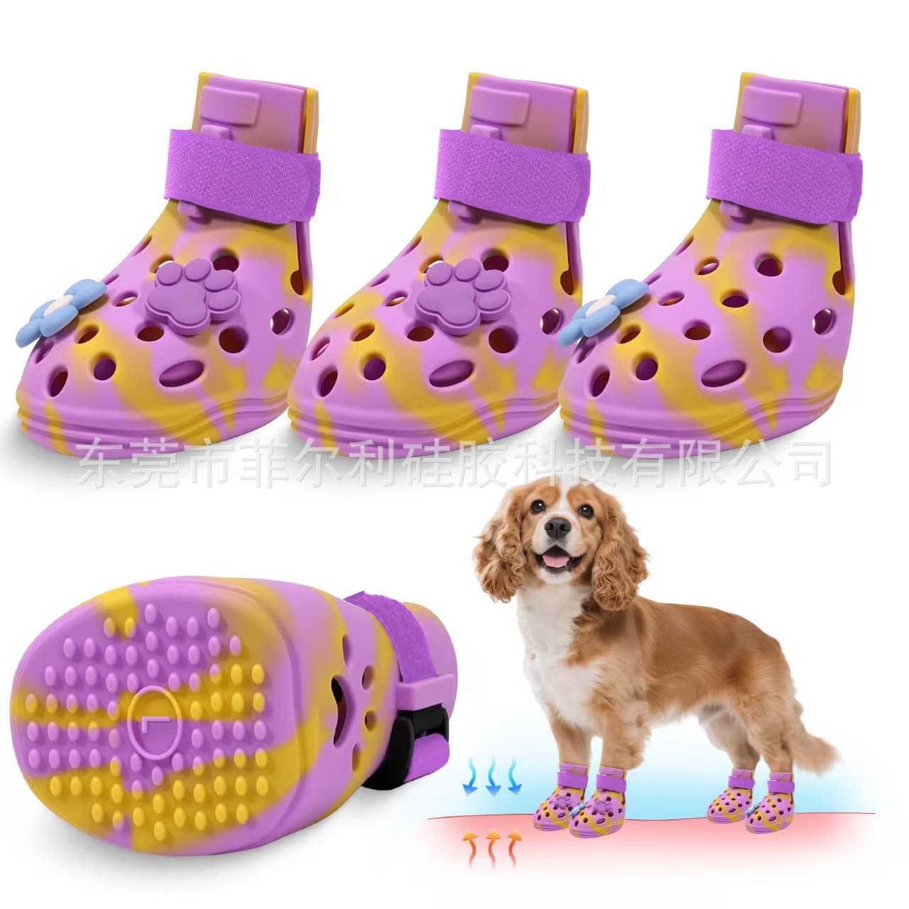 FEERLI Hot Road Dog Shoes Boots Bestseller Pet Dog Crocs Rainy Day Anti-slip Anti-scald Paw Covers for Pets Cats