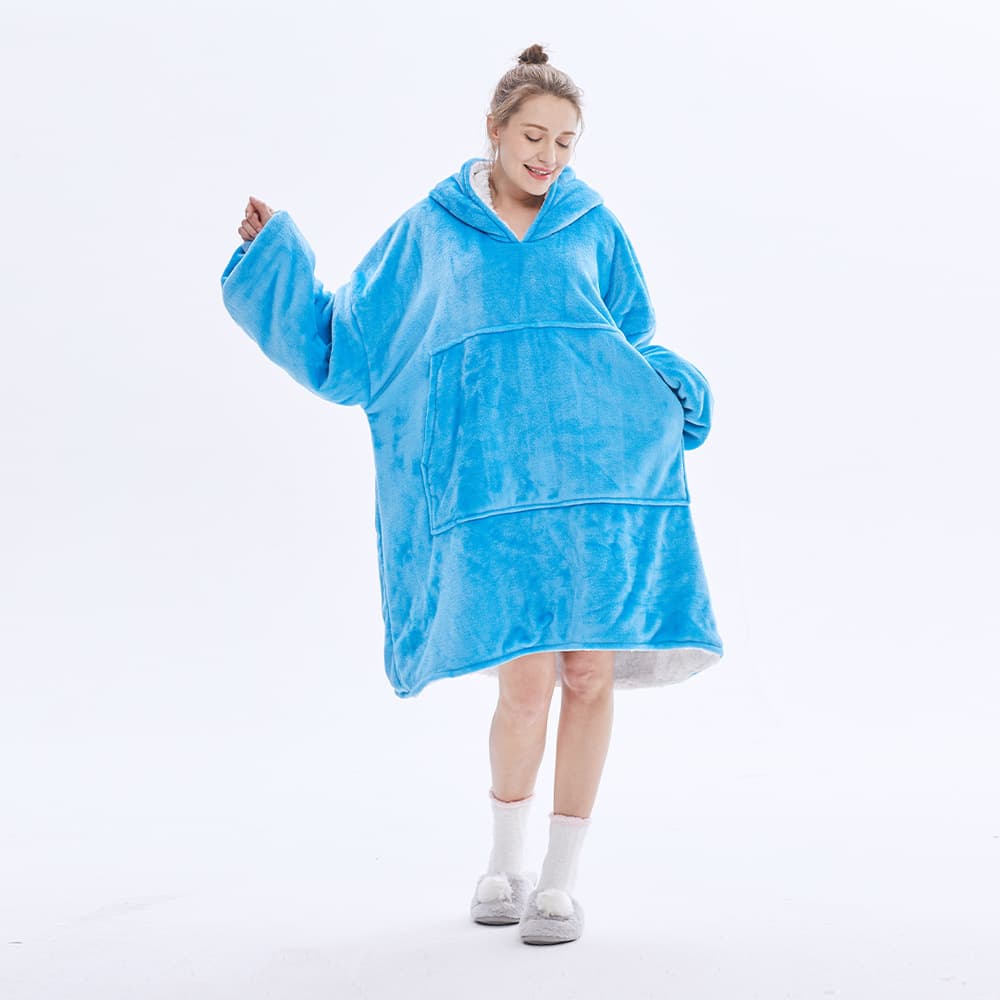 Amazon Hooded Lazy Blanket Hoodie for Women, Fleece Flannel Double-Layer Casual Homewear TV Blanket, Double-Layer Warmth