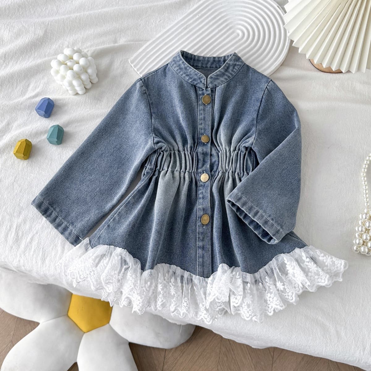 77527 Girls' Jacket 2025 Korean Style New Autumn Fashionable Children's Lace Spring and Autumn Stylish Top