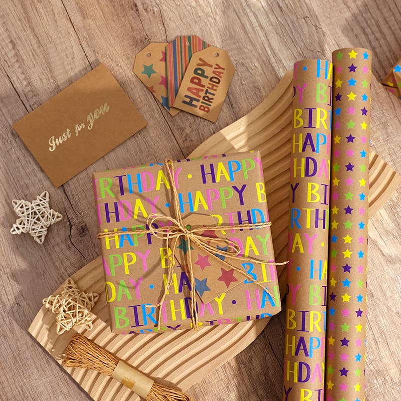 Cross-border exclusive new product birthday gift wrapping paper children's creative packaging roll large size happy birthday premium