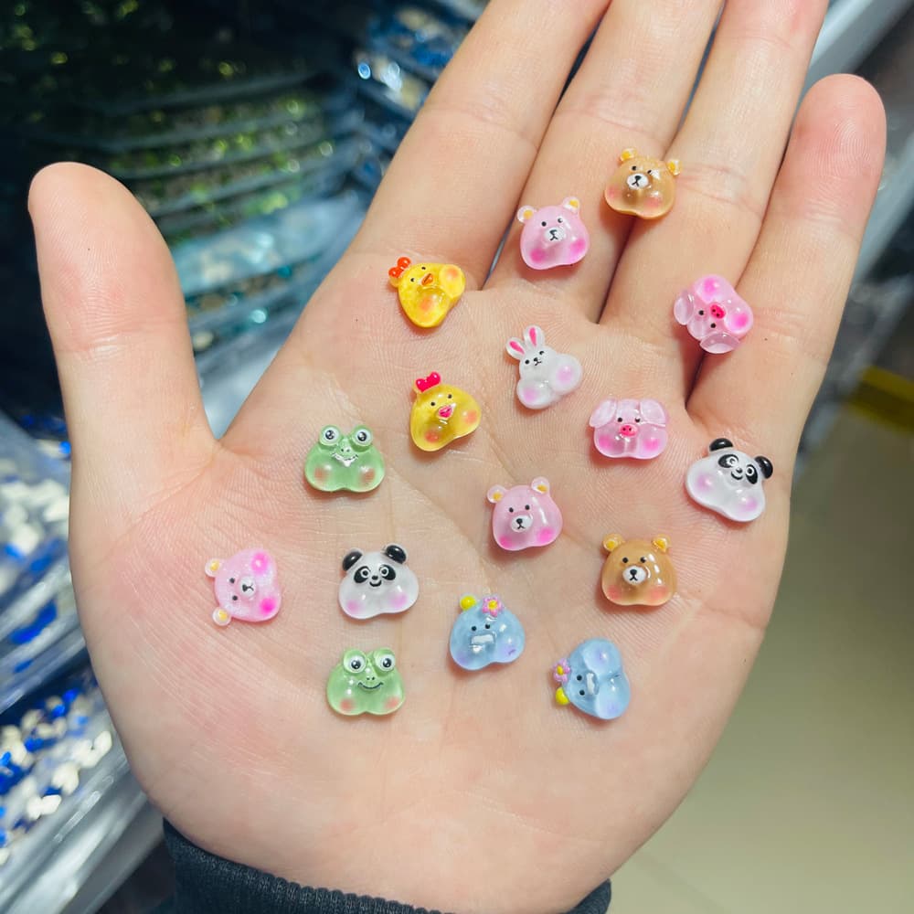 Chubby Frog Nail Art Chick Panda Piglet Face Blow Brown Sound Doudou Bear Ornament Rabbit Shake Accessories