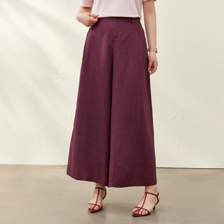 [100% linen wide-leg pants] Loose straight casual pants Slim and beautiful plus size women's fat mm summer new style