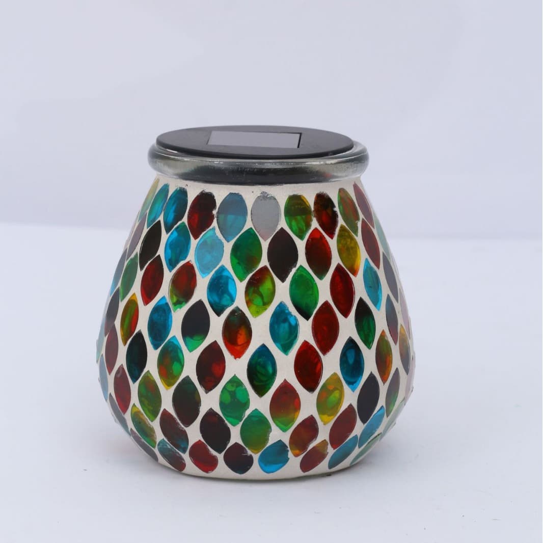 Sunshine Jar Mosaic Colorful LED Home Atmosphere Decoration Lawn Lamp Solar Glass Jar Lamp Creative Gift