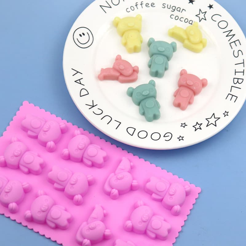Wholesale 11-Cavity Lace Bear Silicone Chocolate Mold, Home DIY Ice Cube Tray, Baby Food Mold