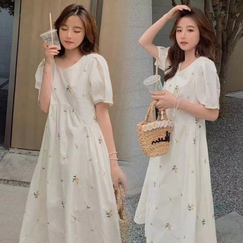 Maternity Dress Summer New Korean Style Fresh Embroidered Loose Fashionable Trendy Online Celebrity Summer