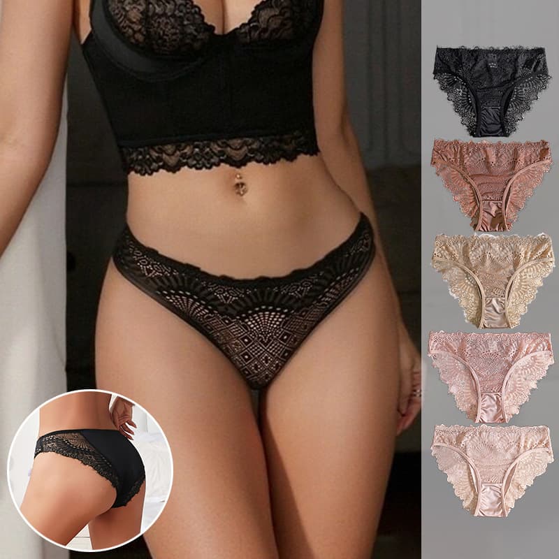 New Cross-Border Europe & USA French Romantic Lace Panties Pure Desire Sexy Hollow Thin Strap Low-Rise Triangle Briefs for Women