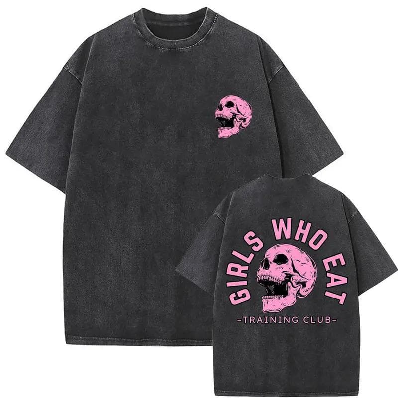 Girls Who Eat Training Club Skeleton Gym Pump Cover T-Shirt