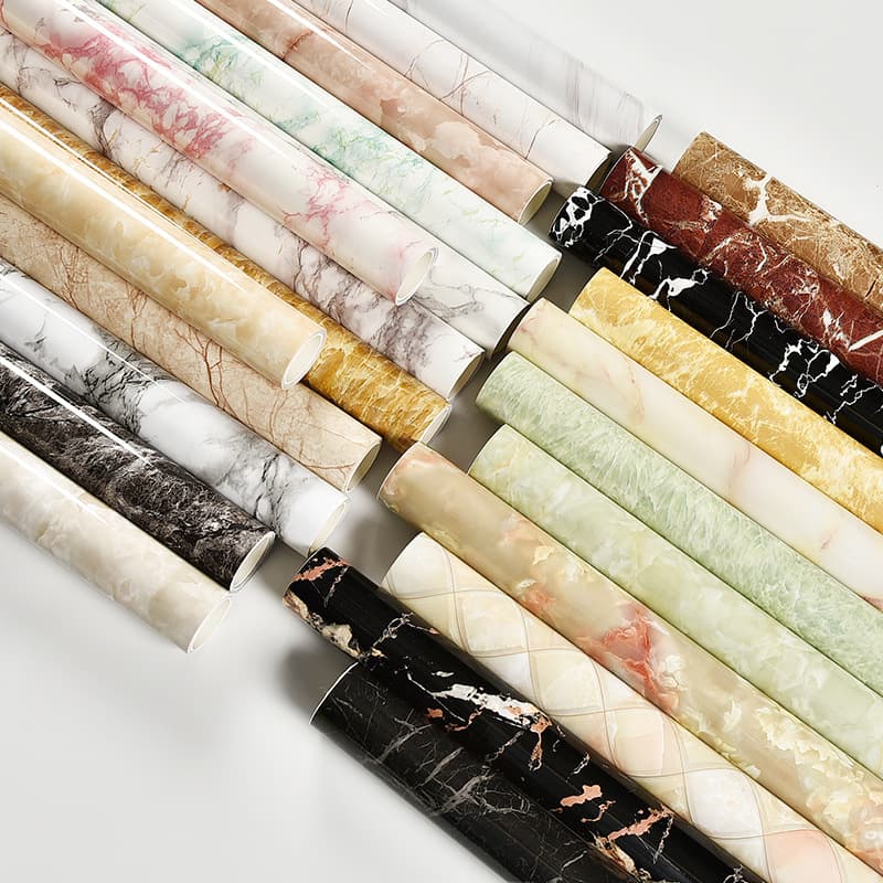 Cross-Border Manufacturer Wholesale Kitchen Oil-Proof Stickers, Waterproof Self-Adhesive PVC Marble-Like Countertop Film for Stove Tops and Cabinets
