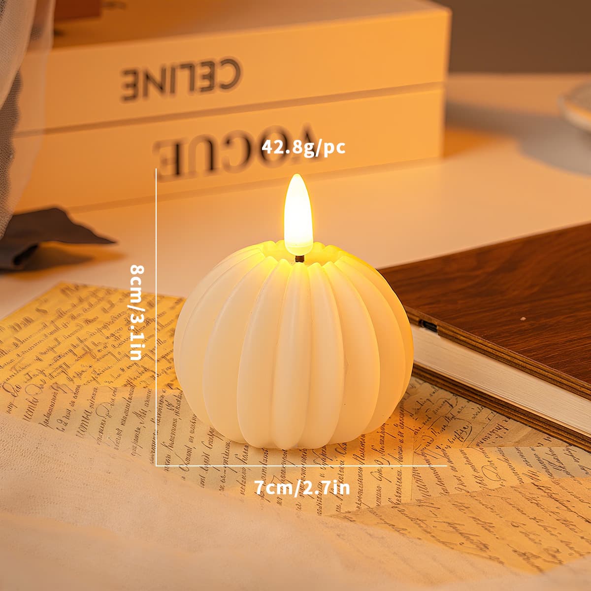 Pumpkin LED Candle Decoration Photo Prop Simulated LED Candle Light Cube Halloween Ambiance Lamp