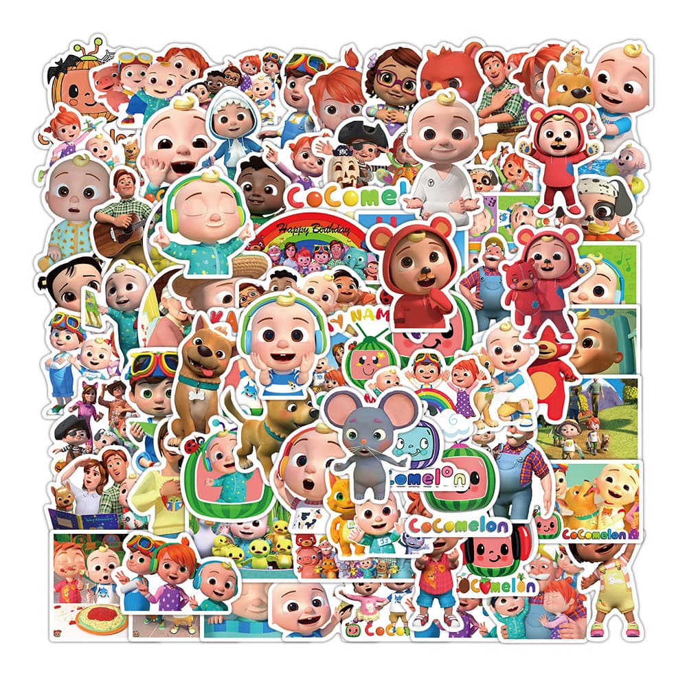 100 popular cocomlon English early education learning cartoon stickers waterproof stationery children's toy stickers