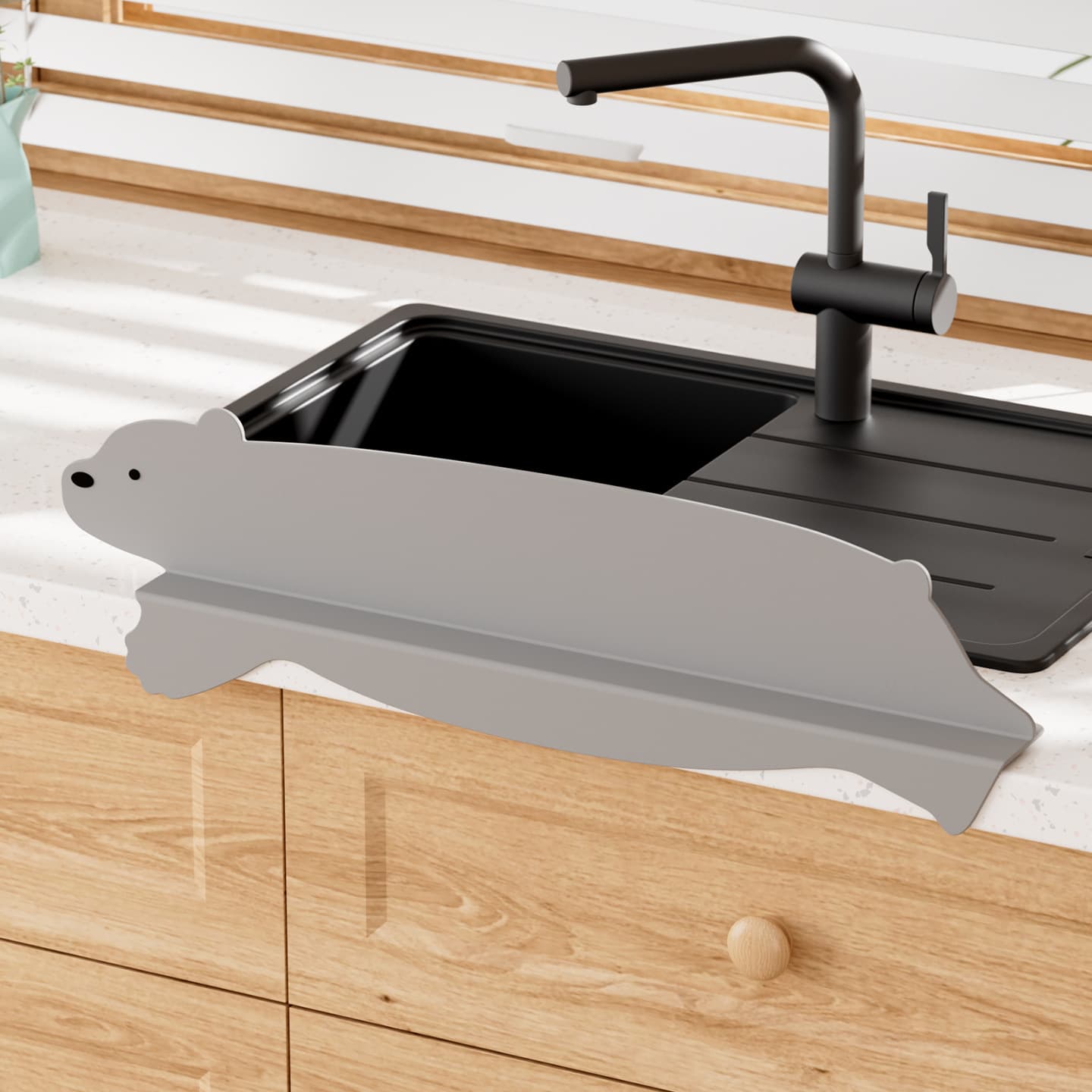 Kitchen Sink Splash Guard, Anti-Splash Strip for Dishwashing, Silicone Water Barrier for Washbasin