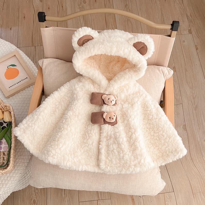 Baby Autumn and Winter Coat Woolen Sweater Climbing Wear Super Cute Baby Fleece-Lined Cotton-Padded Coat Winter Warm Windproof Cloak