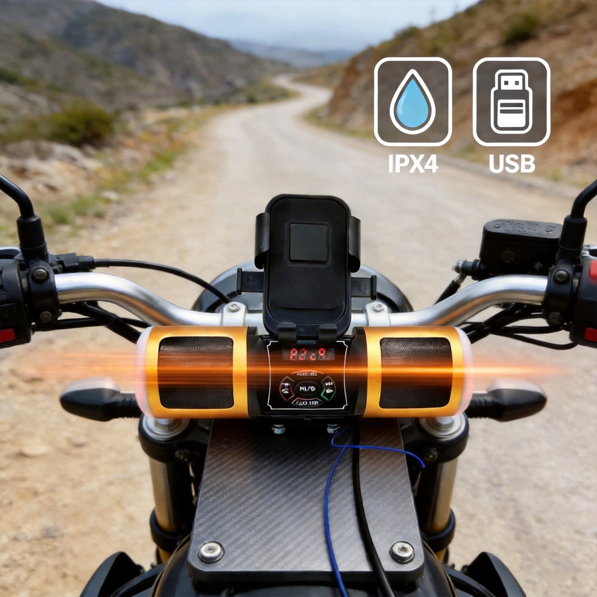 Motorcycle handlebar faucet audio rainproof modified navigation bracket suitable for motorcycle tricycle cross-border export