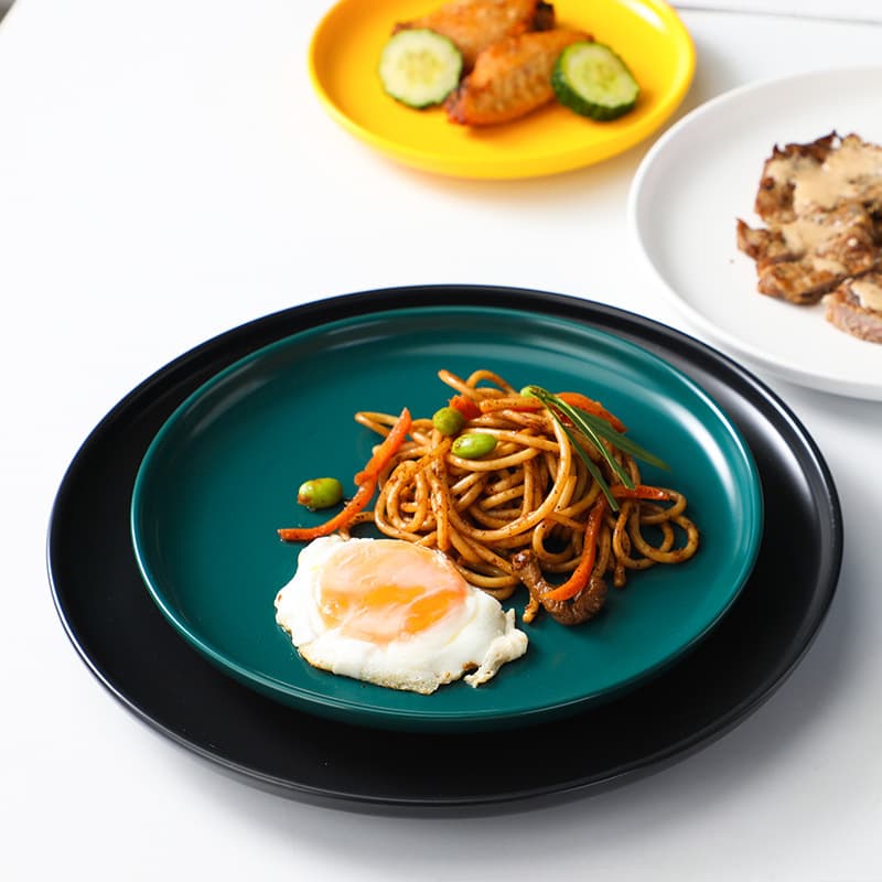 Glazed Ceramic Plate for Hotel Home Use Steak Plate Pizza Plate Bone Dish Simple Style Dinnerware