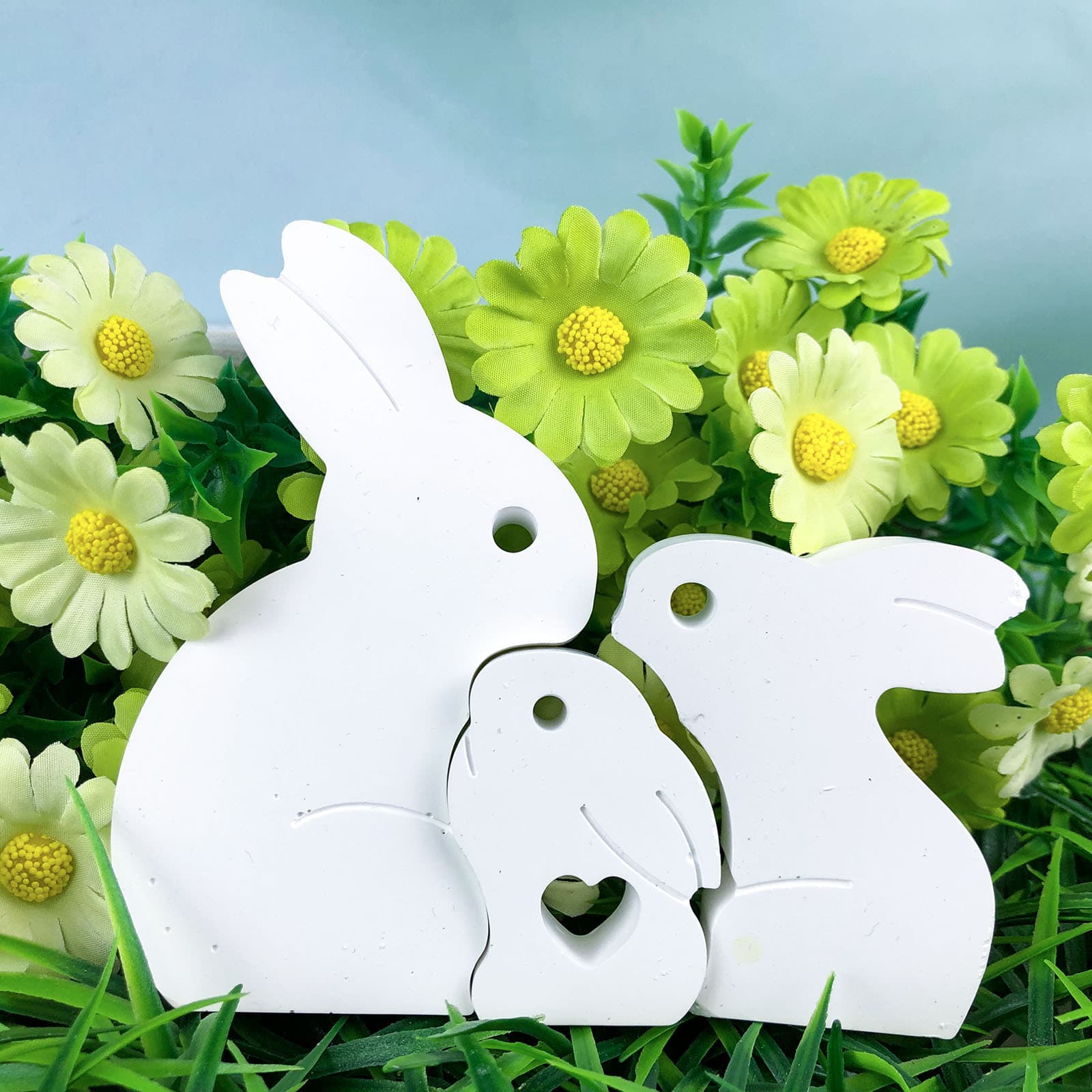 X0419 Family of Three Rabbit Figurine Decoration Mold, DIY Silicone Mold for Ornaments