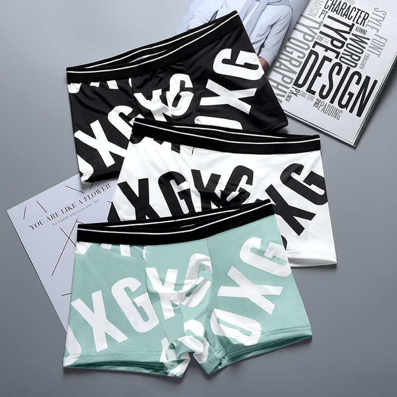 Men's Ice Silk Boxer Briefs Summer Thin Breathable Printed Underwear Men's Hot Selling OEM Factory Direct
