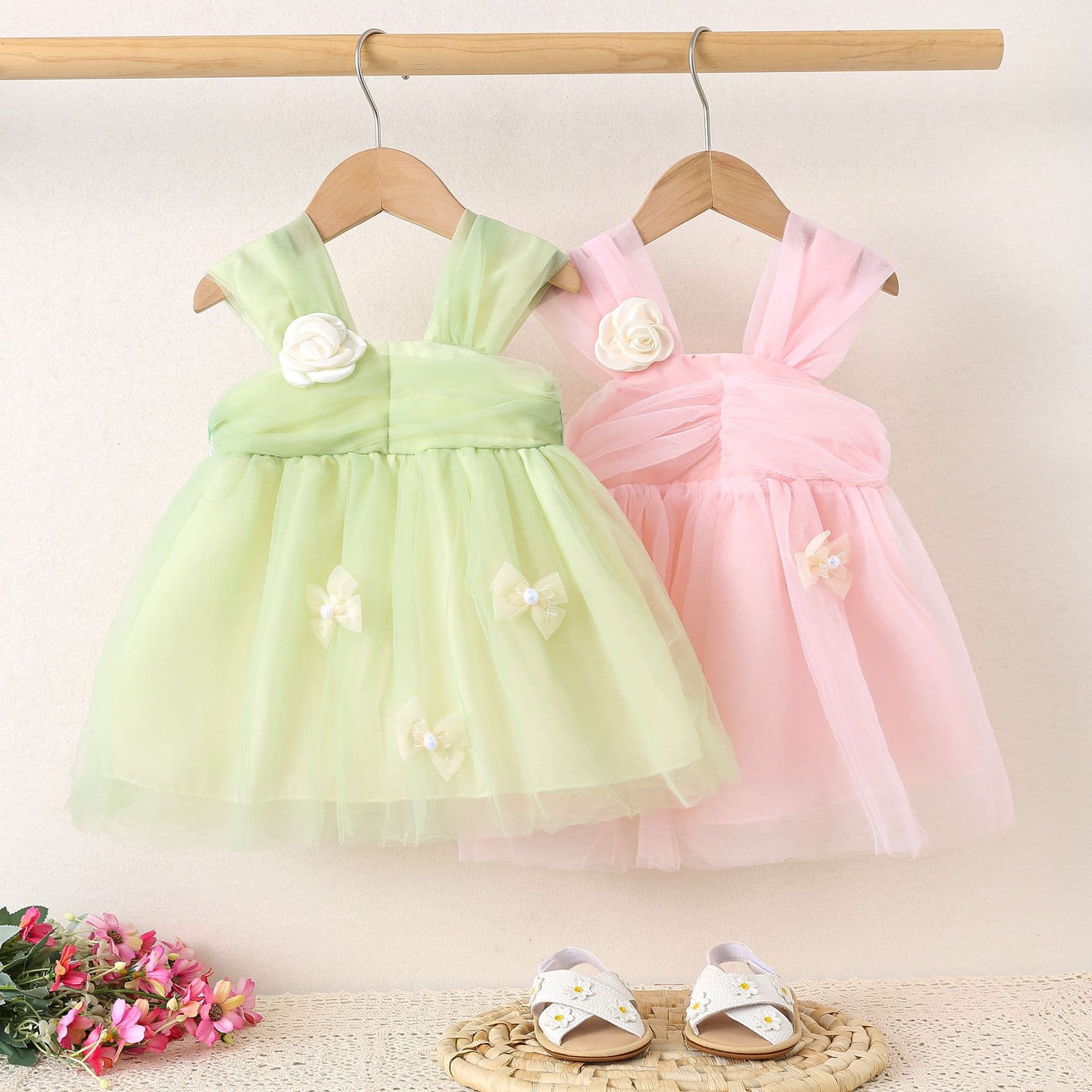 1720 Summer New Arrival Girls' Tulle Skirt Four-Flower Little Princess Dress for Toddlers Dropshipping