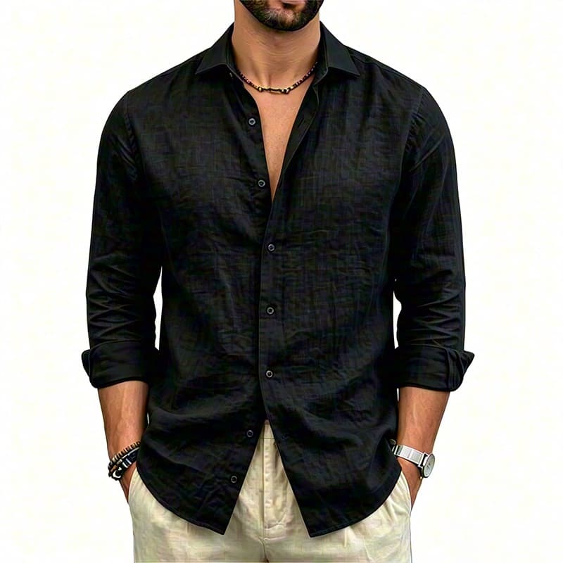 Cross-Border Summer New Men's Shirts, Old Money Style, Linen Breathable, European and American Retro Men's Shirts, Jackets, Sun Protection Shirts