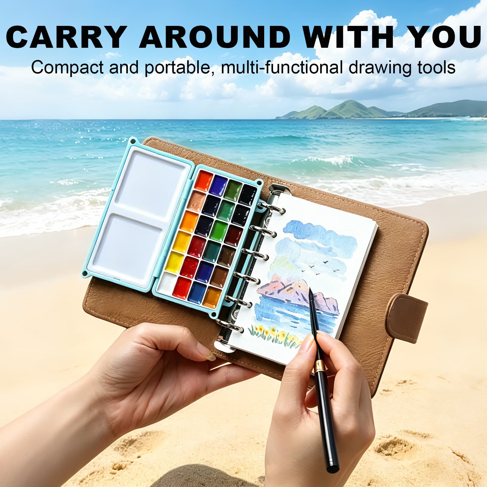 Christmas Gift Full Travel Watercolor Journal Set Gift Box Travel Watercolor Paint Set