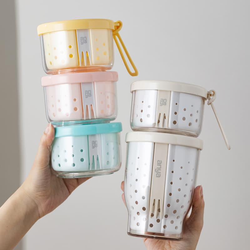 Fruit cup lunch box storage box portable storage box out salad bowl drain refrigerator food grade crisper