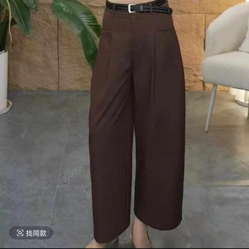 Dropshipping 2026 Summer New Fashion Solid Color Elegant and Youthful Versatile Stylish Wide-Leg Pants for Women