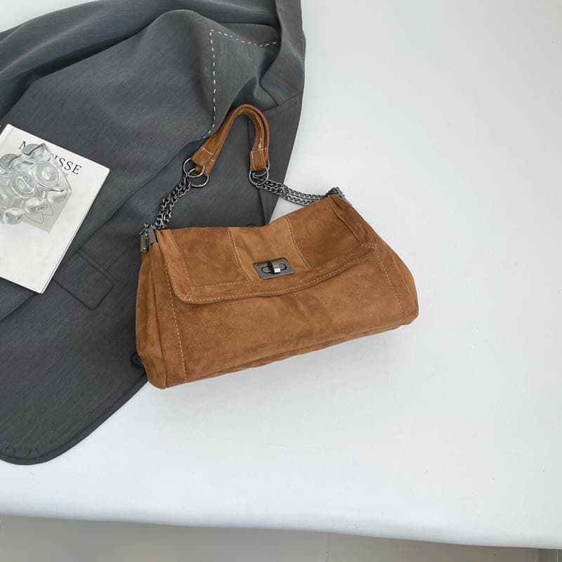Korean-style high-capacity tote bag for women, 2025 autumn new arrival with chain strap, simple and casual shoulder bag