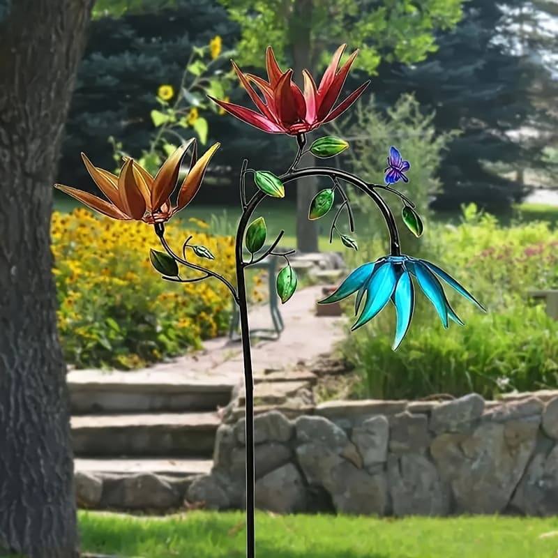 2026 New Cross-border Drop Shipping Large Stainless Steel Wind-Powered Metal Butterfly