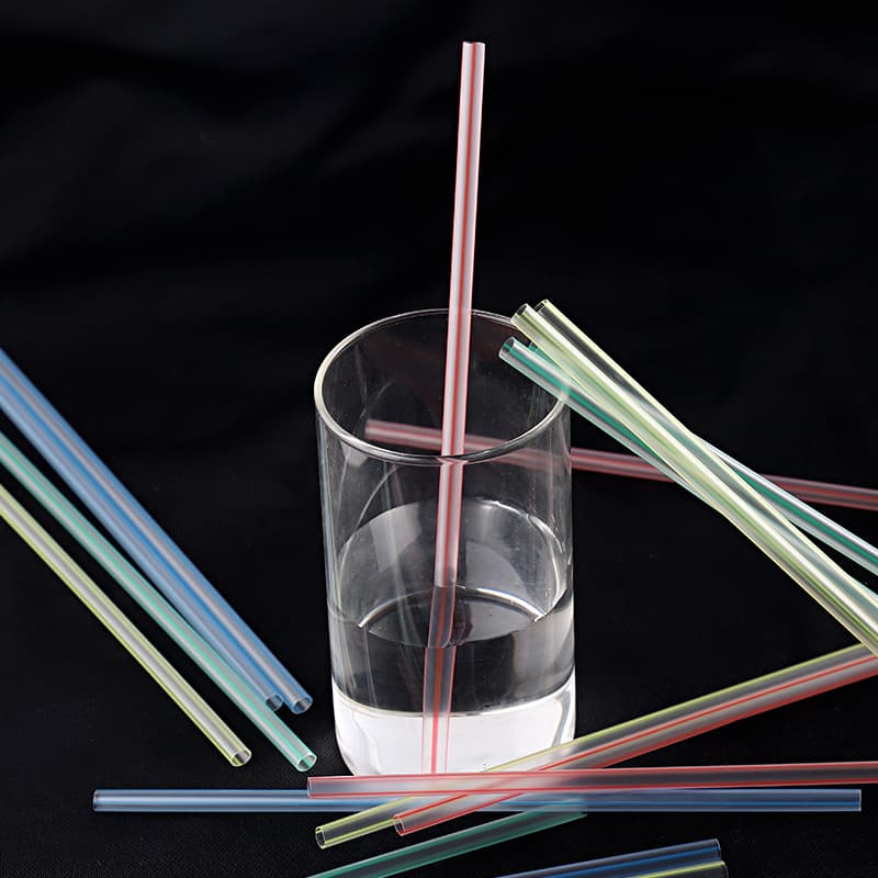 Factory Direct PP Plastic Material Customizable Vertical Stripe Rainbow Straws, Reusable for Beverages and Bubble Tea