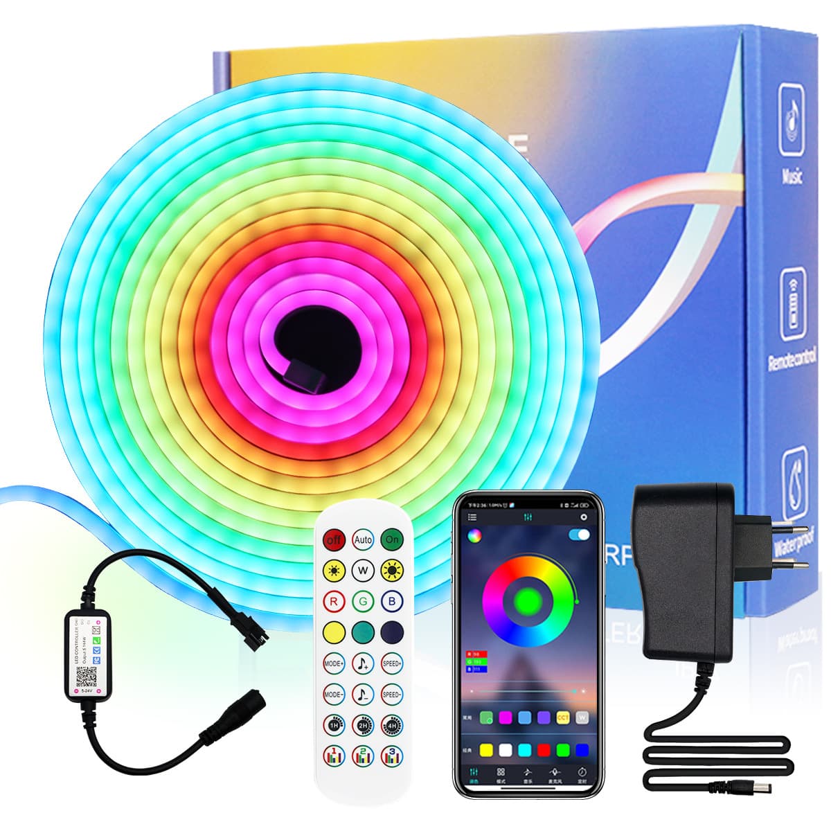 24V Symphony 3535led light strip flexible light strip silicone outdoor atmosphere running water colorful RGBIC