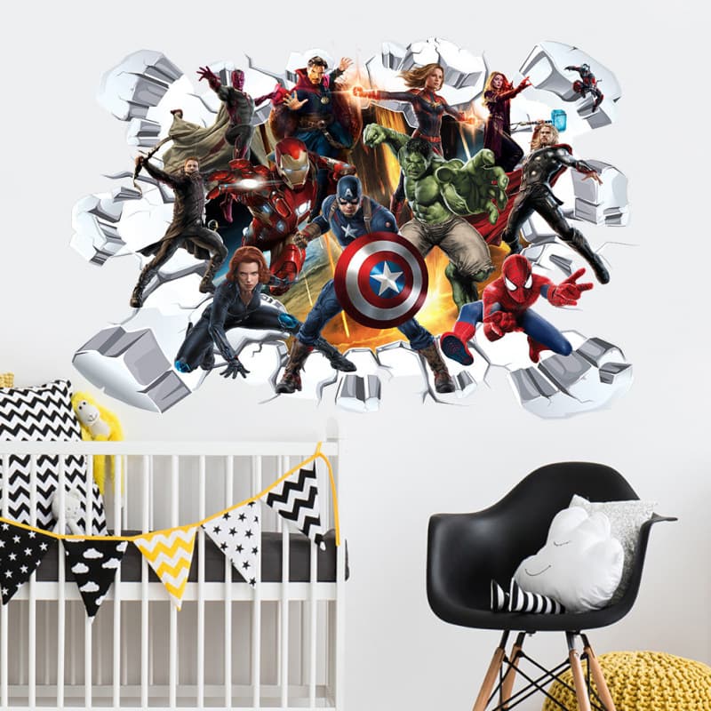 Cross-border Wholesale Marvel Wall Stickers Avengers Wall Stickers Living Room Bedroom Decoration Movie Wall Stickers