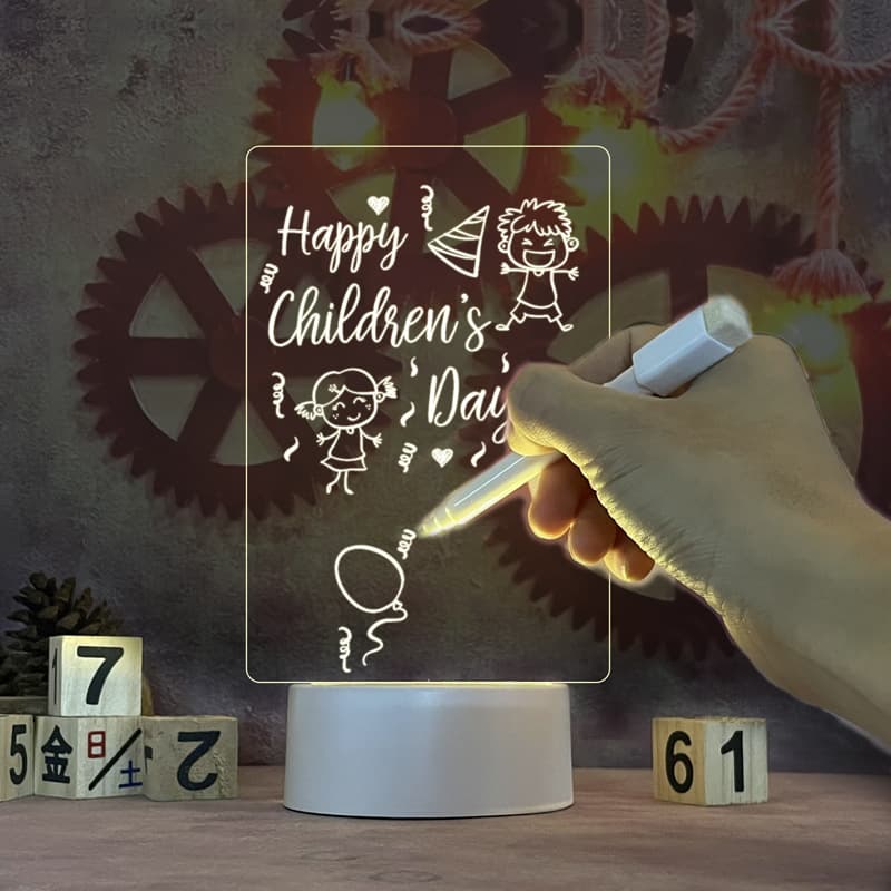 Ins Transparent Glowing Acrylic Memo Board Erasable Message Small Whiteboard Home Use Reminder Desktop Writing Board