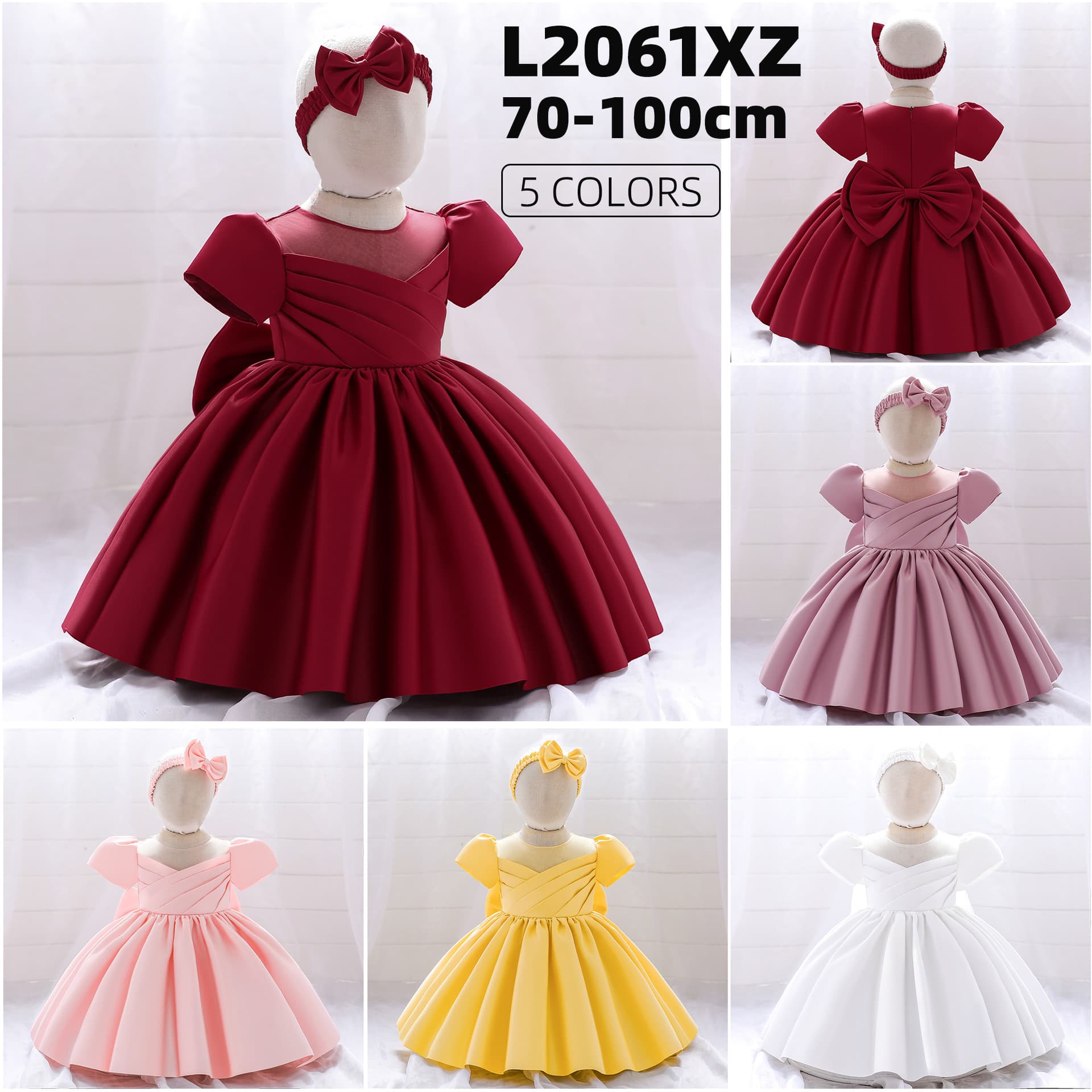 Girls Birthday Party Dress Children's Princess Skirt Newborn Christening Gown Flower Girl Ceremony Dress Skirt Cute Butterfly Knot
