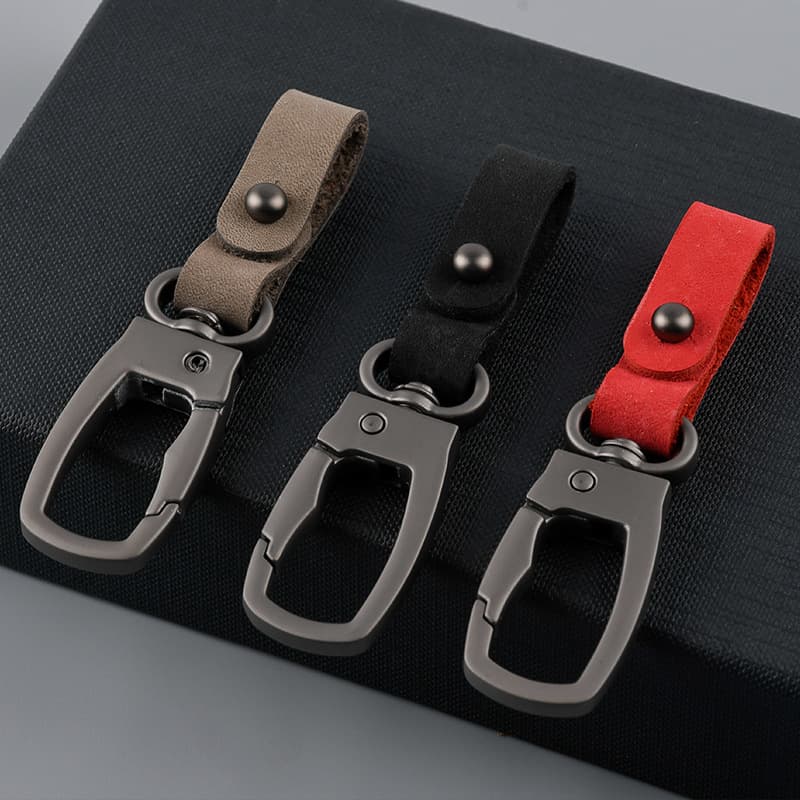 Simple Leather Keychain Car Metal Key Holder First Layer Cowhide Keyfob Wholesale Keyring Luxury Minimalist Keychain