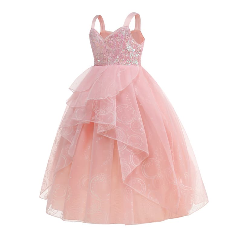2025 Wicked Cosplay Glinda Pink Movie Same Style Dress, Girl's Performance Wedding Evening Gown