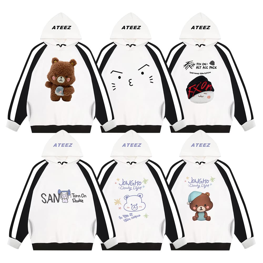 ATEEZ Album GOLDEN HOUR : Part.3 Cute Anime Autumn/Winter Side Pocket Hoodie