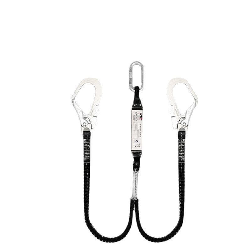 Shock-absorbing dual hook elastic safety rope, elastic rope, Nettle 22KN large hook, high-altitude mobile protection rope.