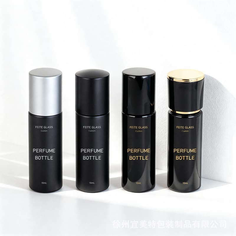 Bayonet Cylindrical Perfume Bottle 10ml Black Glass Bottle Fine Mist Spray Cosmetic Refillable Small Capacity Perfume Bottle