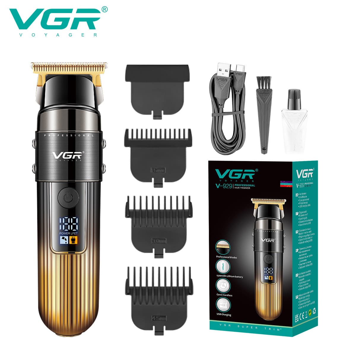 VGR929 Cross-border Electric Hair Clipper Rechargeable Self-Trimming Hair Clipper Carving Home Electric Hair Trimmer