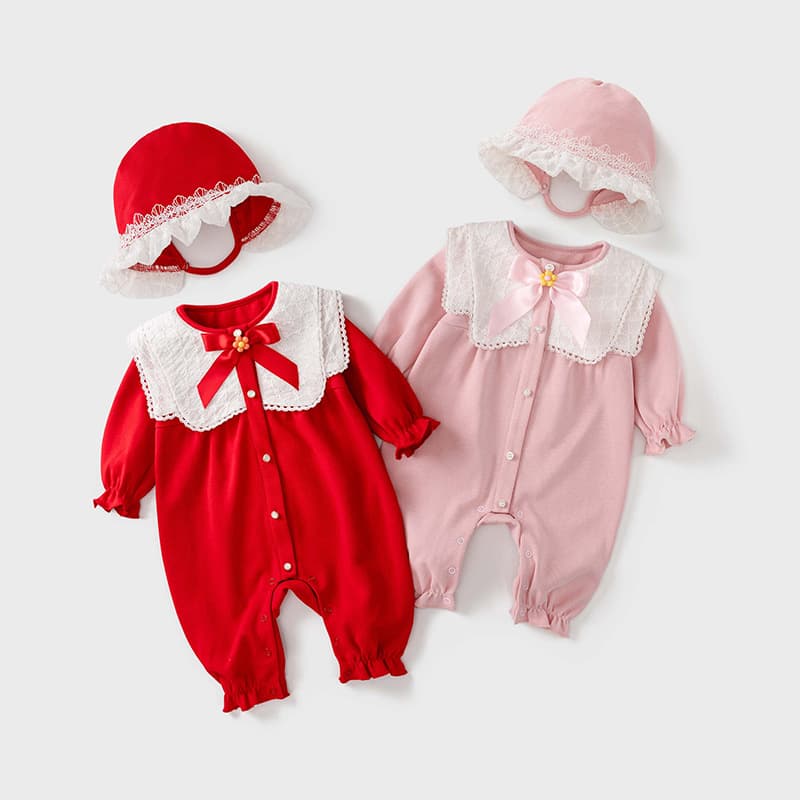 Baby Clothes Spring One-Piece Bodysuit for Girls, A-Class Newborn Going Out Romper, Spring and Autumn Long Sleeve