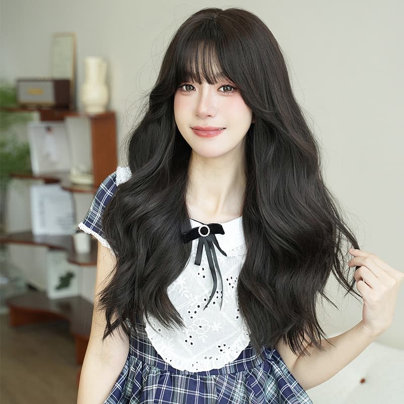 Long Wavy Wig for Women, Fashionable Big Curls, Elegant, Full Cap, Synthetic Fiber, Natural and Realistic