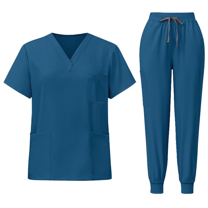 [Ready stock and shipped in seconds] Eight colors optional doctor and nurse uniforms, short-sleeved hand washing clothes, work clothes, medical round split set