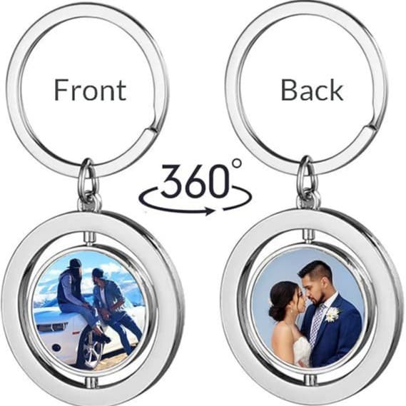 2023 hot cross-border Amazon blank heat transfer keychain rotating double-sided patch sublimation keychain