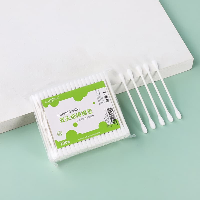 Double-ended paper-stem cotton swabs, bulk wholesale for cleaning and care, disposable household ear cleaning cotton sticks.