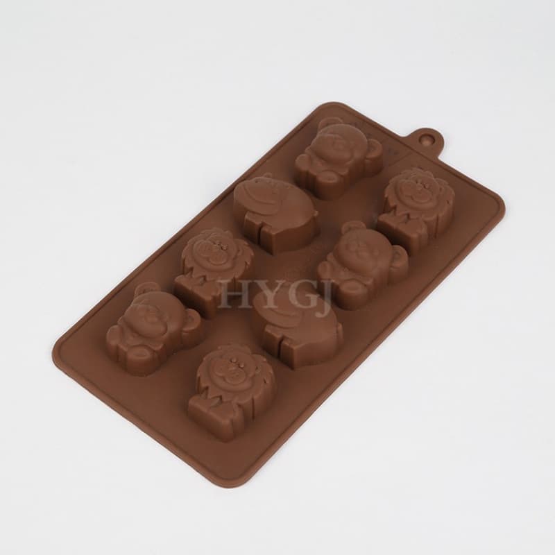 Daoshun 8-Cavity Lion Bear Hippo Silicone Chocolate Mold Candy Fondant Silicone Mold