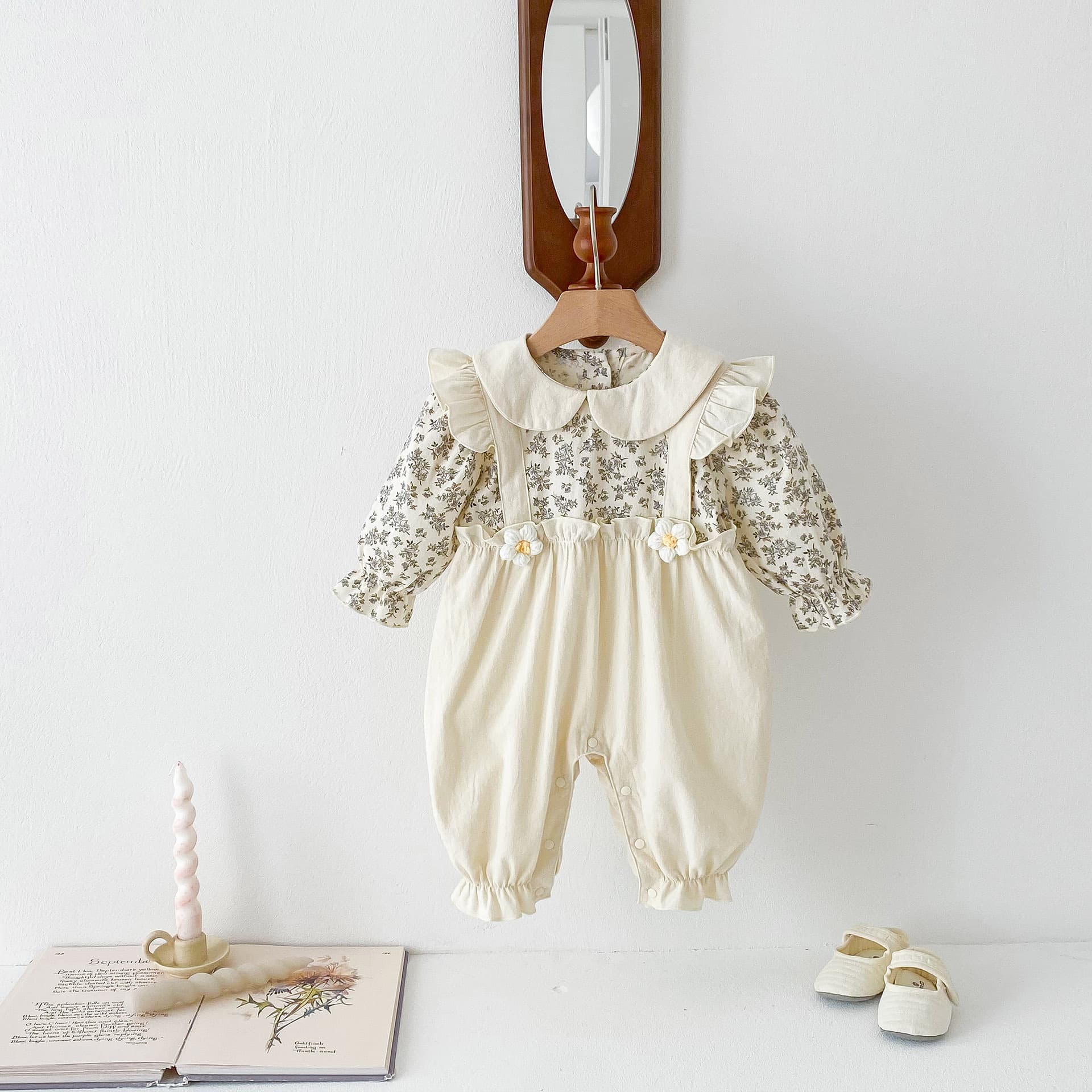 Newborn Baby Clothes Class A Pure Cotton Spring Autumn New Style Women's Baby Romper White Moon Baby Crawling Clothes Packed Clo
