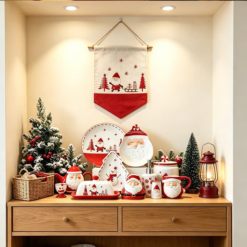 Christmas ceramic tableware series, multiple styles available, three-dimensional relief design, food-grade ceramic cross-border e-commerce hot product